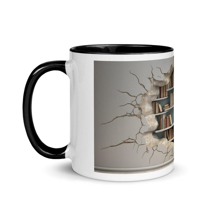 Bookcase on The Wall Colorful Print Mug - Black - 11 oz - ArtyKoala
