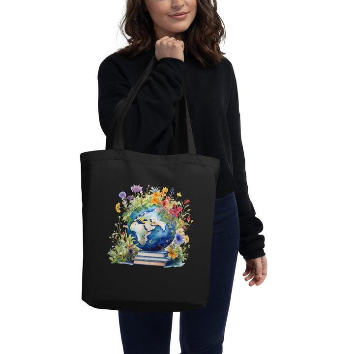 Books Beautify the World Custom Tote Bag - Black - ArtyKoala