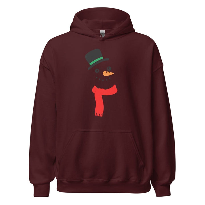 Carrot Nose Snowman Graphic Hoodie - Maroon - S - ArtyKoala