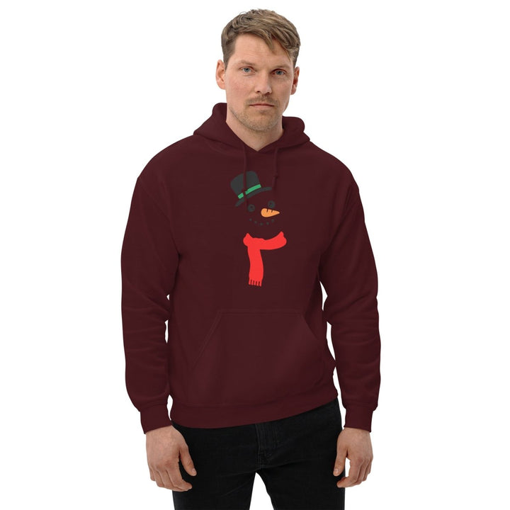 Carrot Nose Snowman Graphic Hoodie - Maroon - S - ArtyKoala