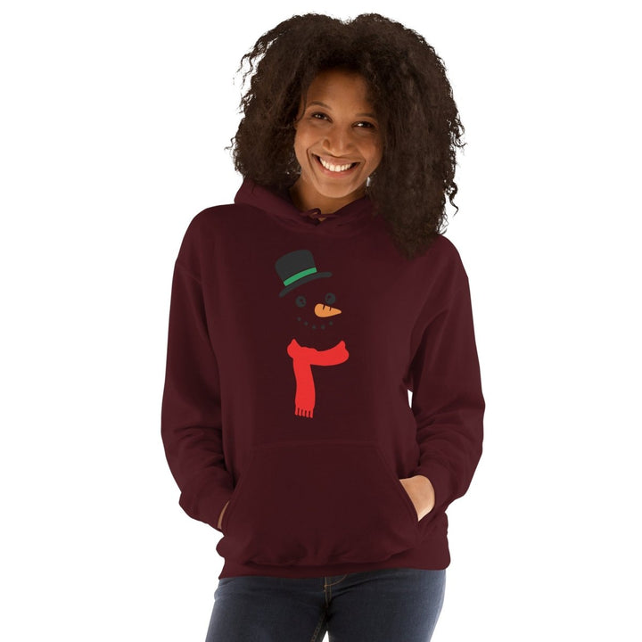 Carrot Nose Snowman Graphic Hoodie - Maroon - S - ArtyKoala