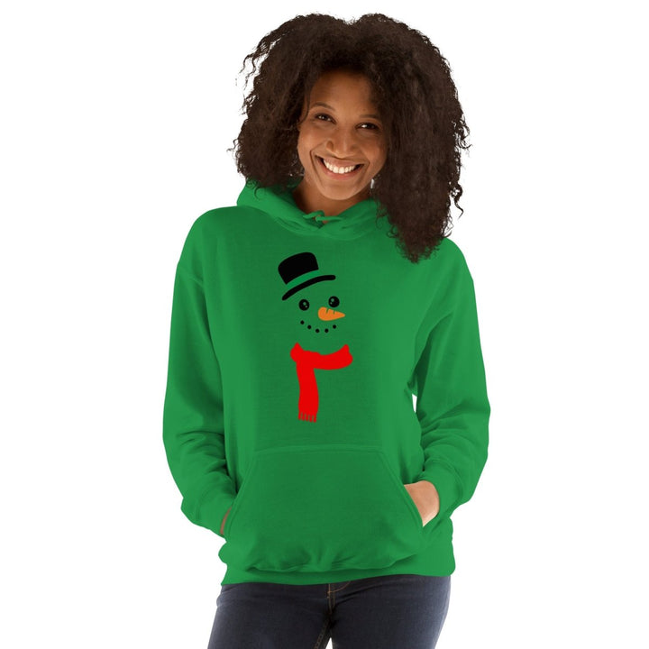 Carrot Nose Snowman Graphic Hoodie - Irish Green - S - ArtyKoala