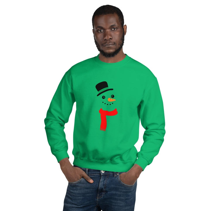 Carrot Nose Snowman Graphic Sweatshirt - Irish Green - S - ArtyKoala
