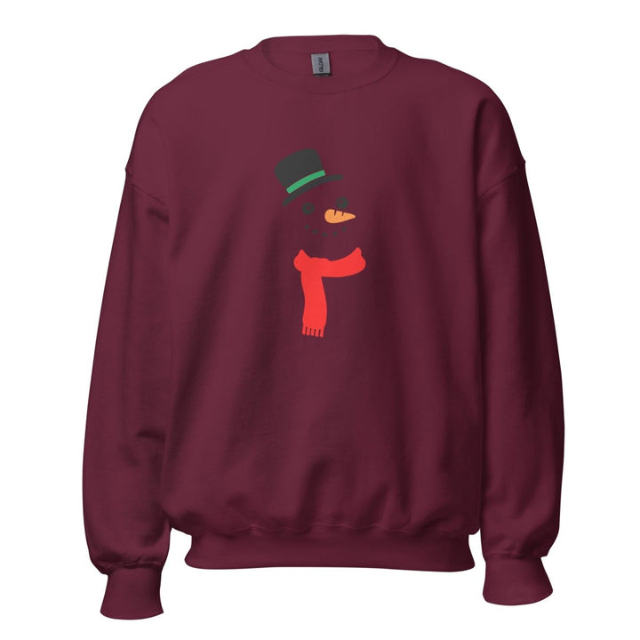 Carrot Nose Snowman Graphic Sweatshirt - Maroon - S - ArtyKoala