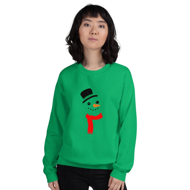 Carrot Nose Snowman Graphic Sweatshirt - Irish Green - S - ArtyKoala