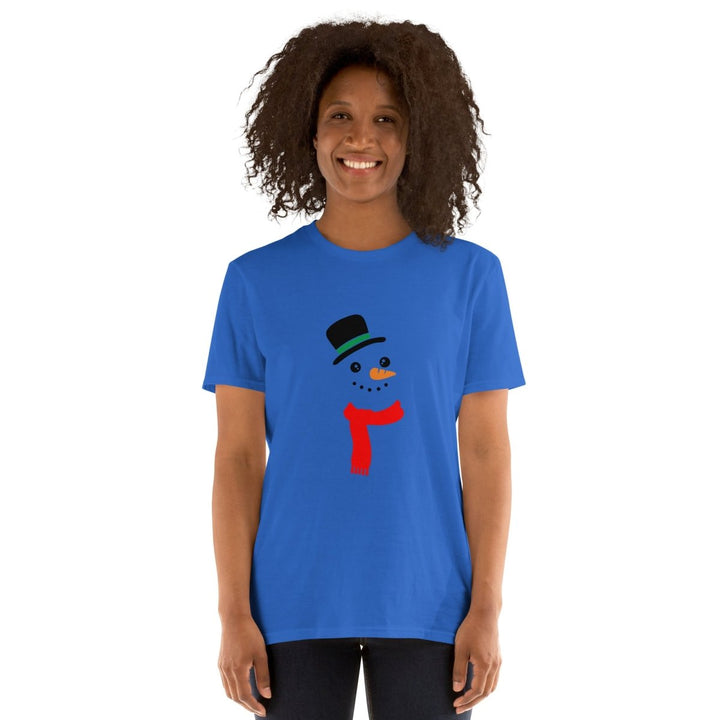 Carrot Nose Snowman Graphic Tee - Royal - S - ArtyKoala