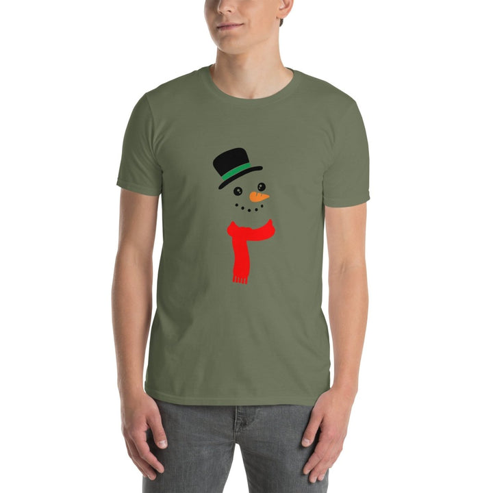 Carrot Nose Snowman Graphic Tee - Military Green - S - ArtyKoala