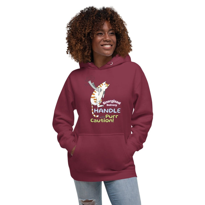 Cat Deliver Graphic Hoodie - Maroon - S - ArtyKoala