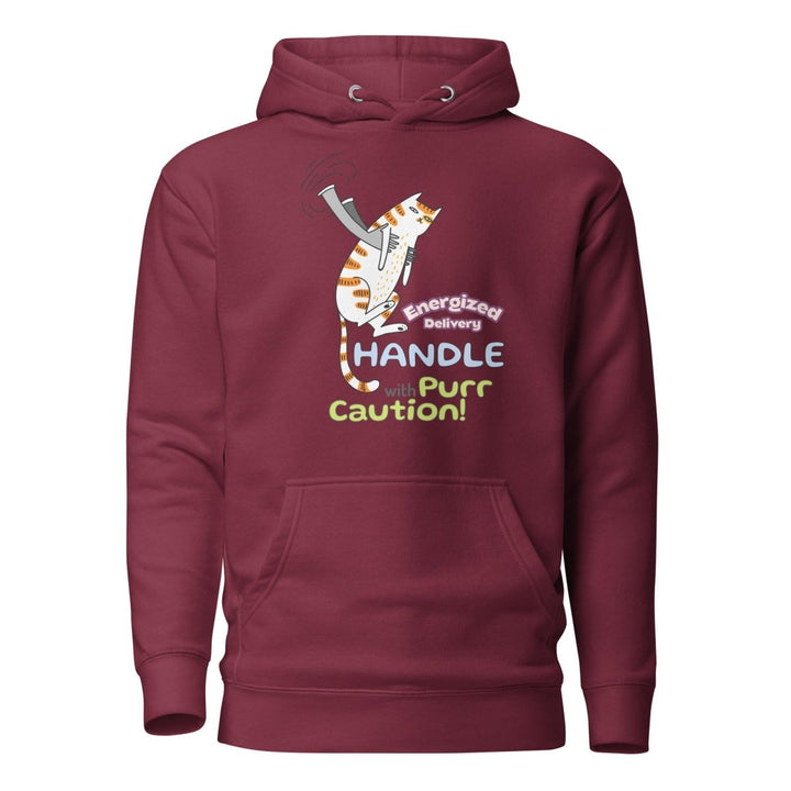 Cat Deliver Graphic Hoodie - Maroon - S - ArtyKoala