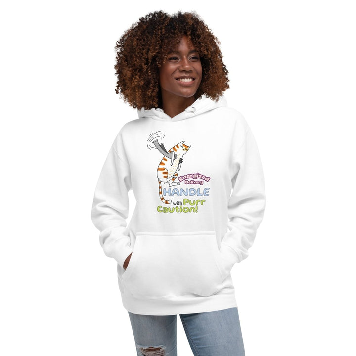 Cat Deliver Graphic Hoodie - White - S - ArtyKoala