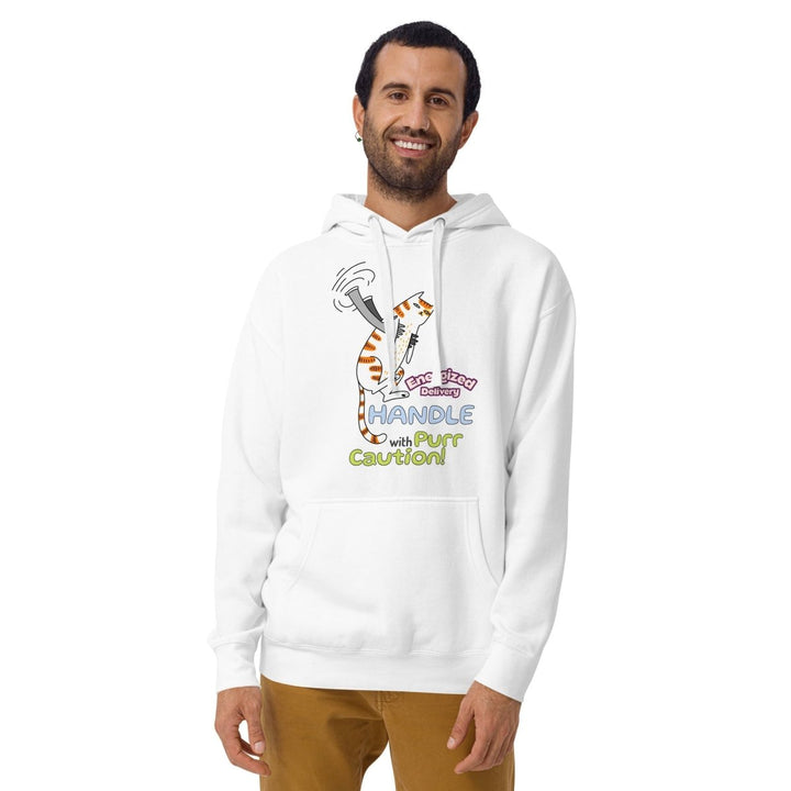 Cat Deliver Graphic Hoodie - White - S - ArtyKoala