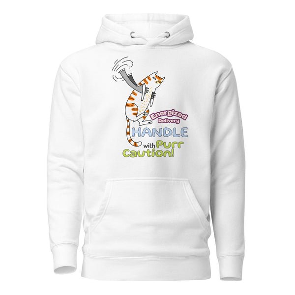 Cat Deliver Premium Cotton Unisex Hoodie - White / S - ArtyKoala