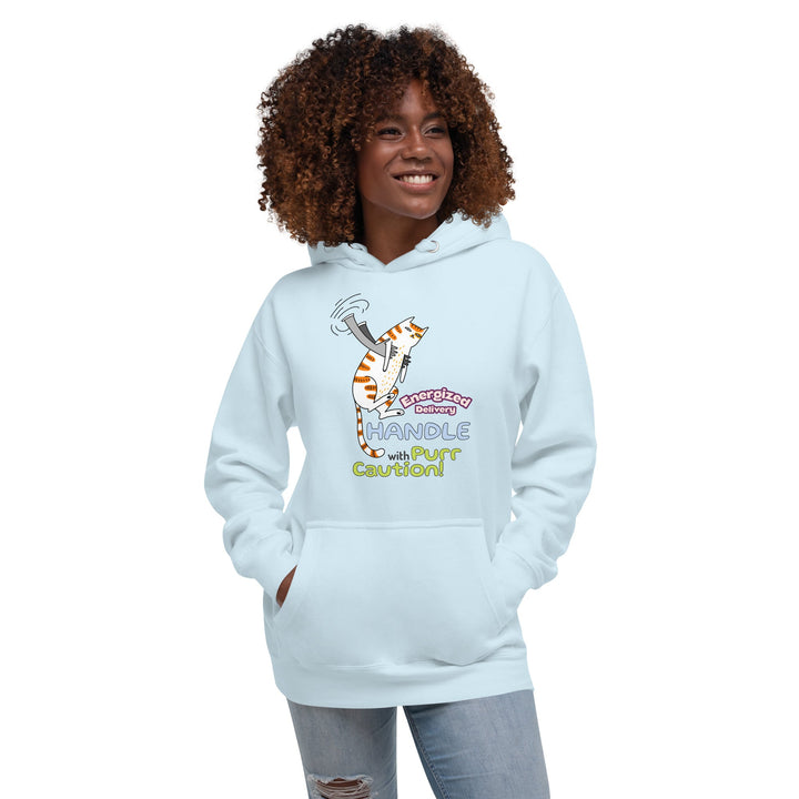 Cat Deliver Premium Cotton Unisex Hoodie - Sky Blue / S - ArtyKoala