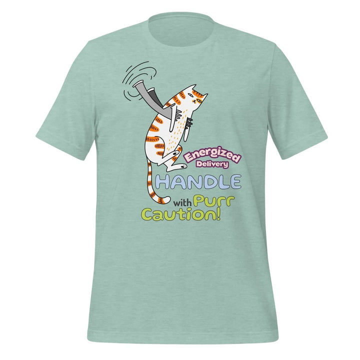 Cat Delivery Graphic Tee - Heather Prism Dusty Blue - S - ArtyKoala