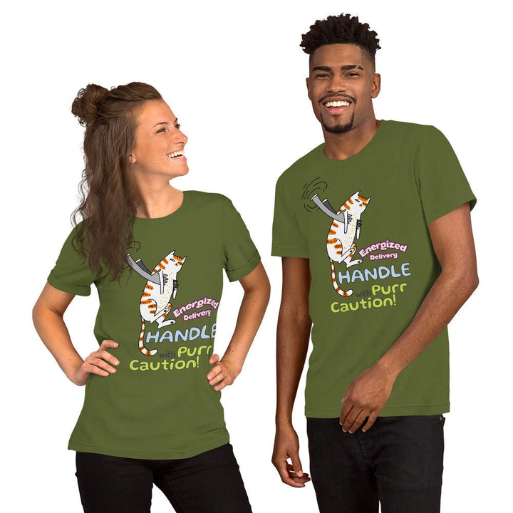 Cat Delivery Graphic Tee - Olive - S - ArtyKoala