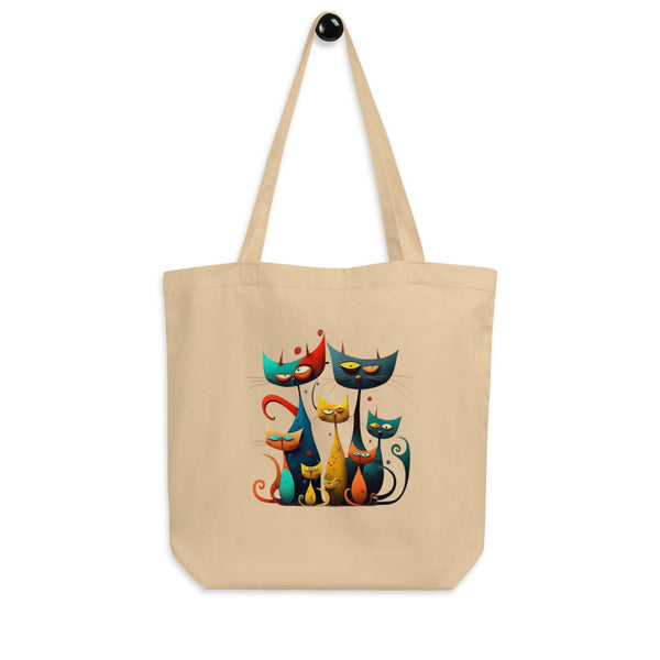 Cat Family Eco Tote Bag - Oyster - ArtyKoala