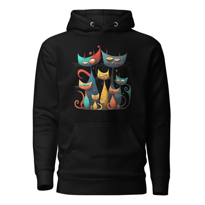 Cat family Graphic Hoodie - Black - S - ArtyKoala