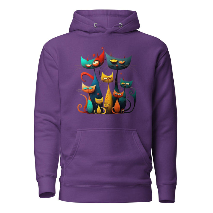 Cat family woman hoodie - Purple / S - ArtyKoala