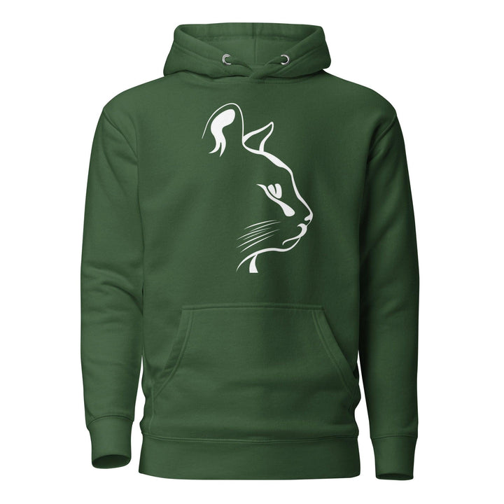 Cat head Woman Hoodie - Forest Green / S - ArtyKoala