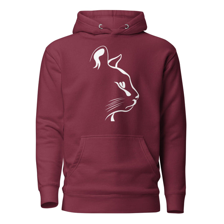 Cat head Woman Hoodie - Maroon / S - ArtyKoala