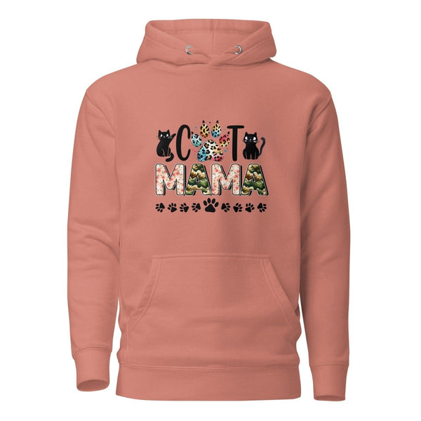 Cat Mama Graphic Hoodie - Dusty Rose - S - ArtyKoala