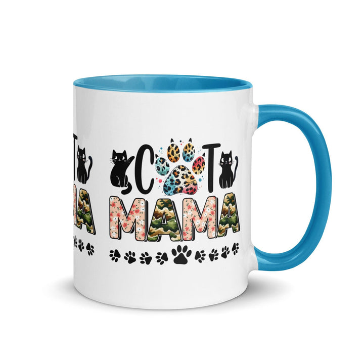 Cat Mama Mug with Color Inside - Blue / 11 oz - ArtyKoala