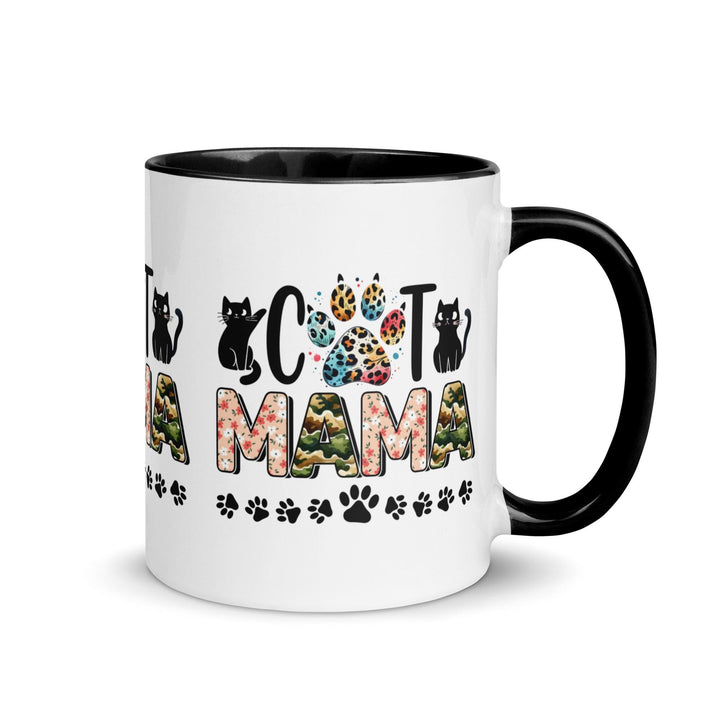 Cat Mama Mug with Color Inside - Black / 11 oz - ArtyKoala