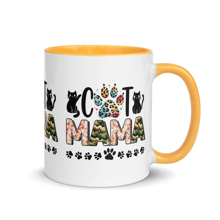 Cat Mama Mug with Color Inside - Golden Yellow / 11 oz - ArtyKoala