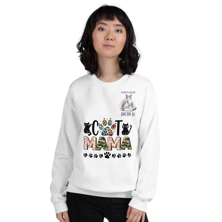 Cat Mama Women Graphic Sweatshirt - White - S - ArtyKoala