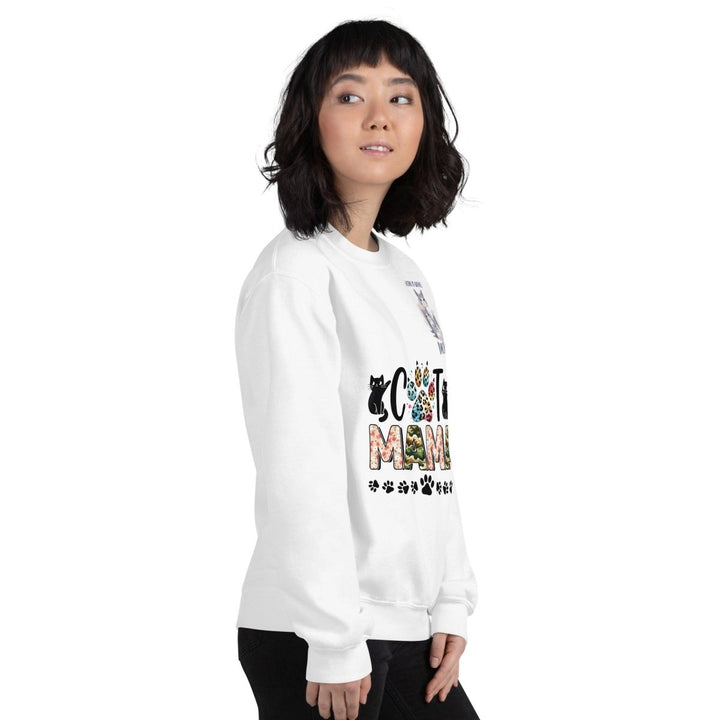 Cat Mama Women Graphic Sweatshirt - White - S - ArtyKoala