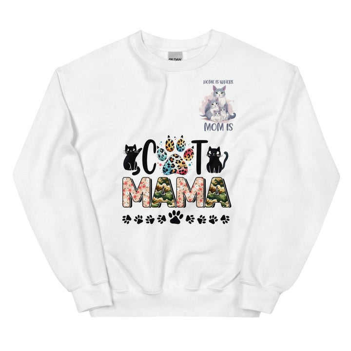 Cat Mama Women Graphic Sweatshirt - White - S - ArtyKoala