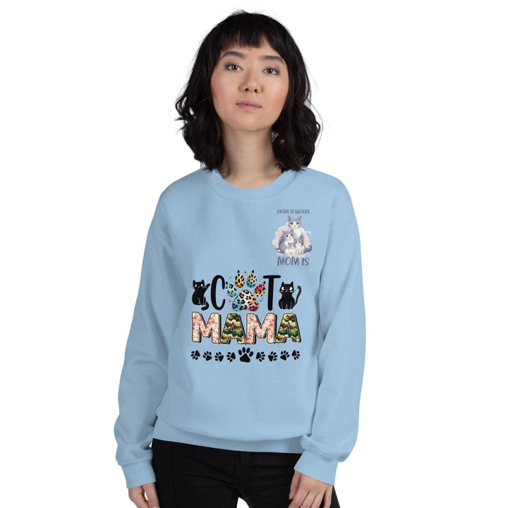 Cat Mama Women Graphic Sweatshirt - Light Blue - S - ArtyKoala