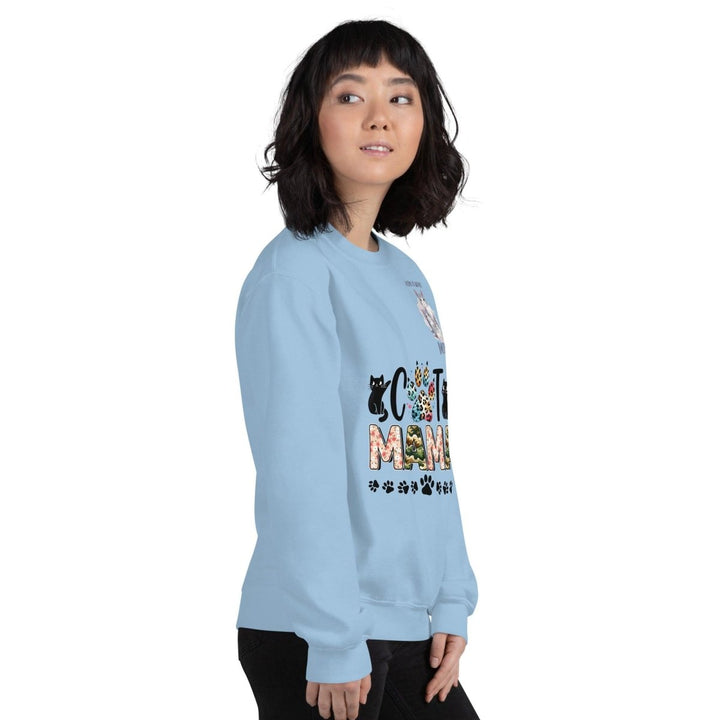 Cat Mama Women Graphic Sweatshirt - Light Blue - S - ArtyKoala