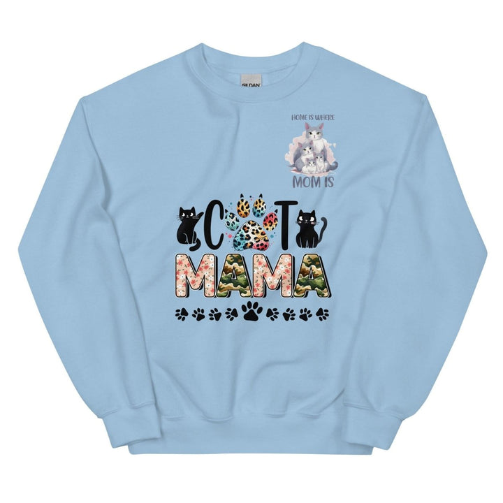 Cat Mama Women Graphic Sweatshirt - Light Blue - S - ArtyKoala
