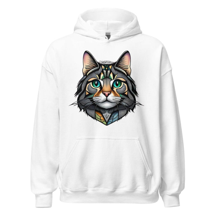 Cat Man Graphic Hoodie - White - S - ArtyKoala
