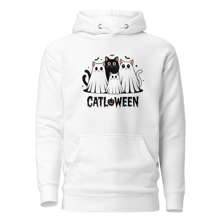 Catloween Graphic Hoodie - White - S - ArtyKoala