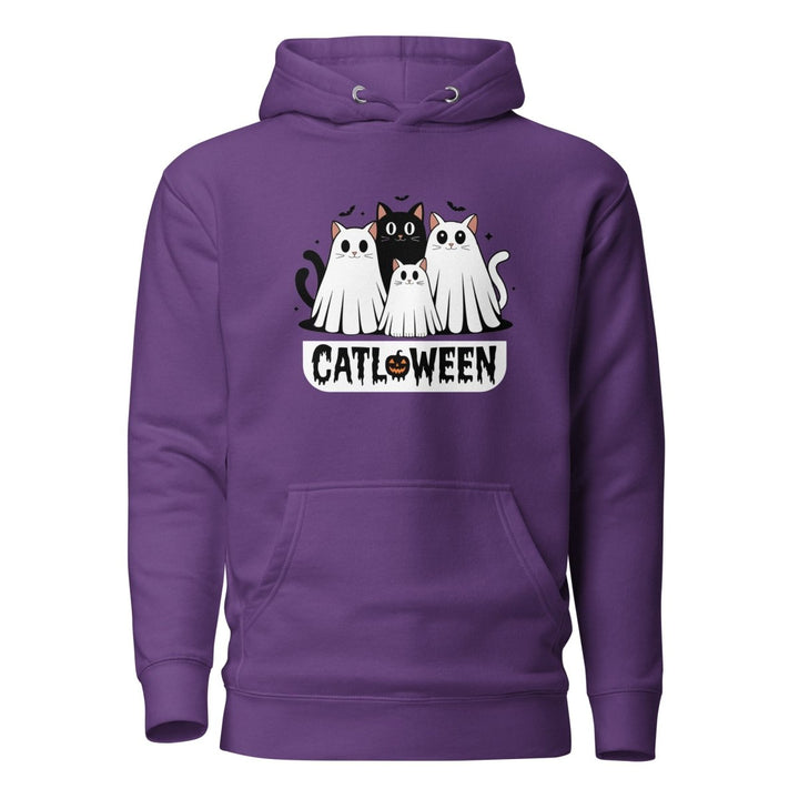Catloween Graphic Hoodie - Purple - S - ArtyKoala