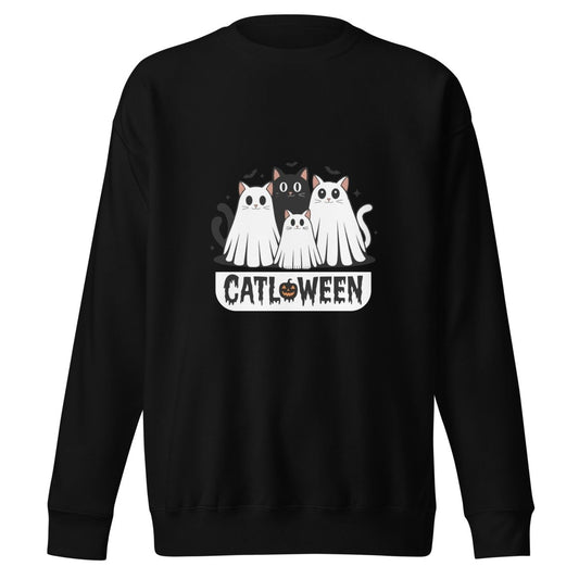 Catloween Graphic Sweatshirt - Black - S - ArtyKoala