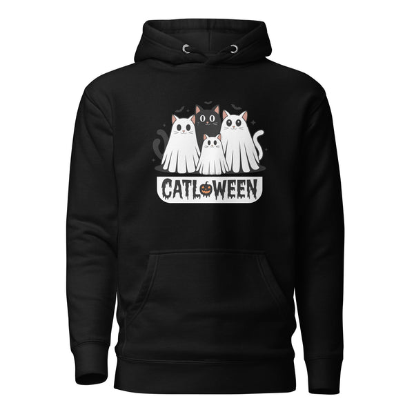 Catloween Unisex Premium Hoodie - Black / S - ArtyKoala