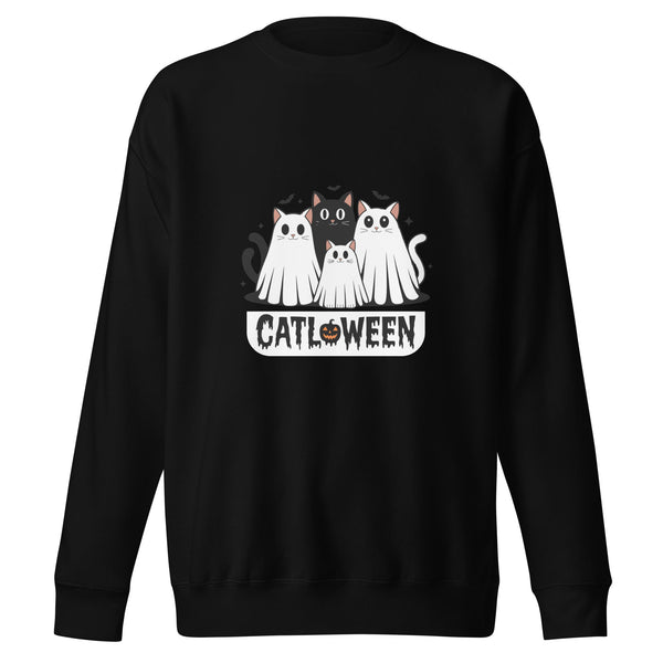 Catloween Unisex Premium Sweatshirt - Black / S - ArtyKoala