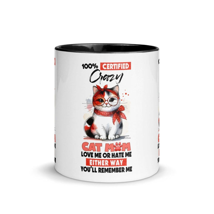 Certified Crazy Cat Mom Colorful Print Mug - Black - 11 oz - ArtyKoala