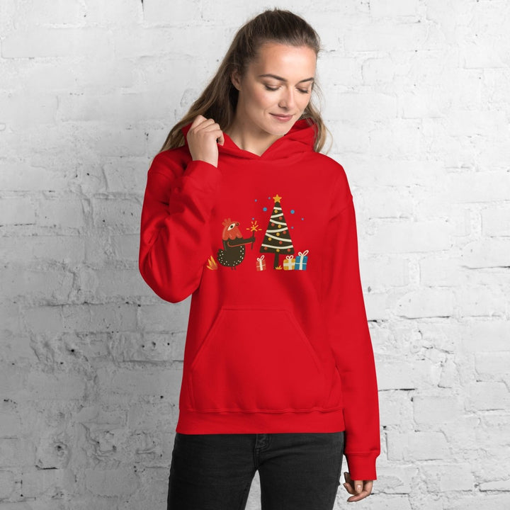 Chicken Christmas Graphic Hoodie - White - S - ArtyKoala