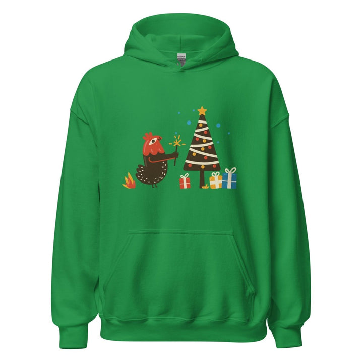 Chicken Christmas Graphic Hoodie - Irish Green - S - ArtyKoala