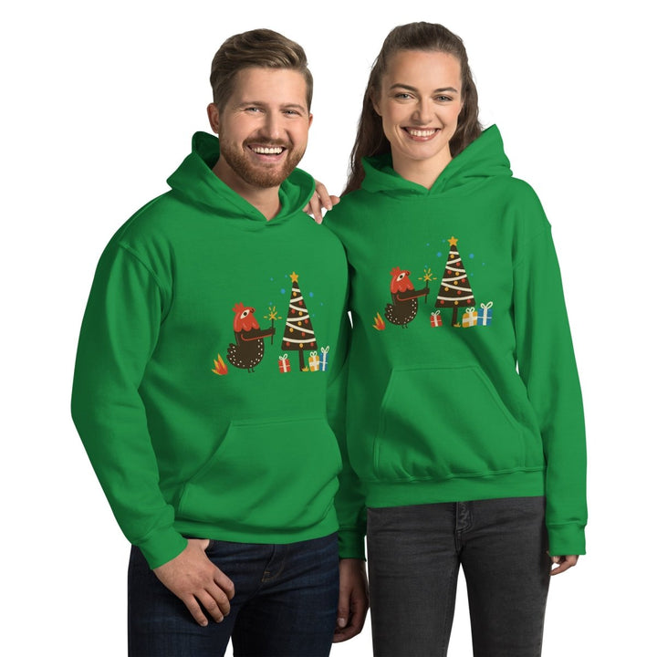 Chicken Christmas Graphic Hoodie - White - S - ArtyKoala