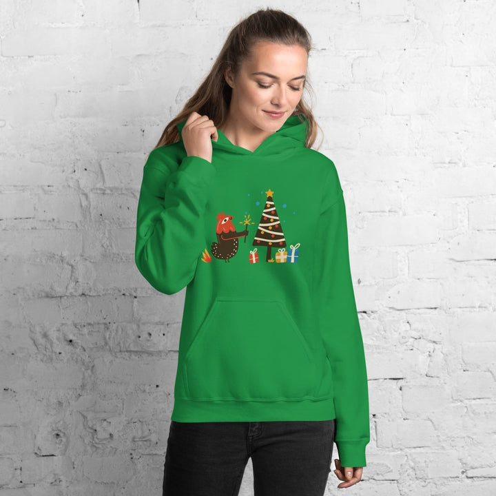 Chicken Christmas Graphic Hoodie - White - S - ArtyKoala
