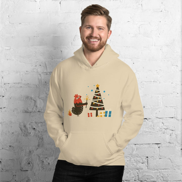 Chicken Christmas Graphic Hoodie - White - S - ArtyKoala