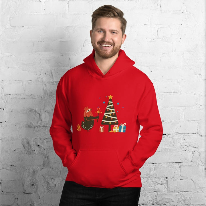 Chicken Christmas Graphic Hoodie - White - S - ArtyKoala