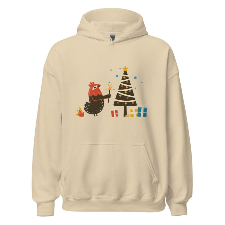 Chicken Christmas Graphic Hoodie - Sand - S - ArtyKoala