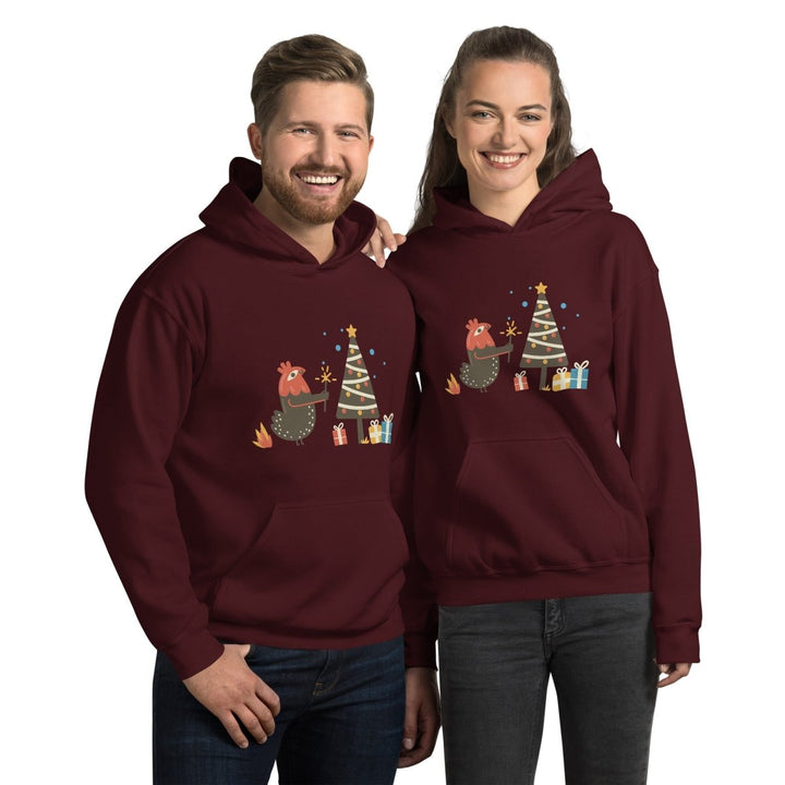 Chicken Christmas Graphic Hoodie - White - S - ArtyKoala