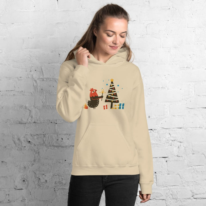Chicken Christmas Graphic Hoodie - White - S - ArtyKoala